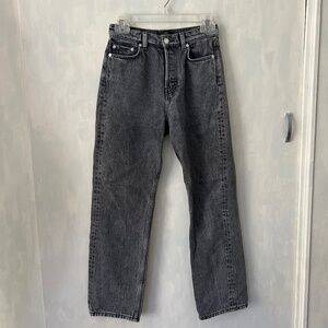 & Other Stories button fly acid wash charcoal jeans high rise